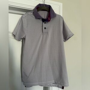 Greyson boys Medium polo purple and white stripe good condition